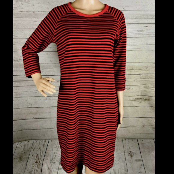Merona Striped Dress Red/Navy Blue Small - Picture 1 of 10